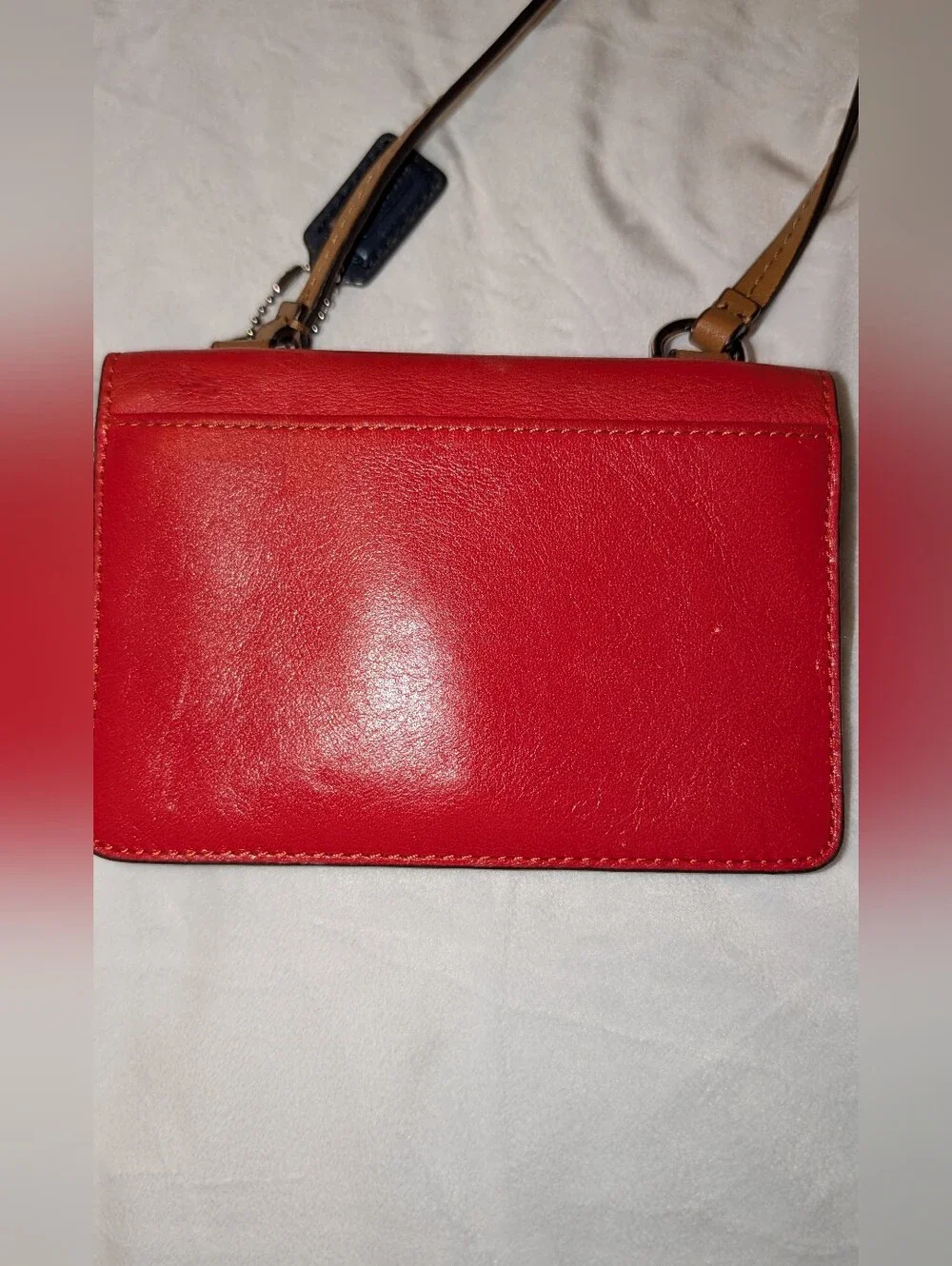 COACH Park Dylan Color Block leather Swingpack Crossbody Bag Wallet Blue Red GUC